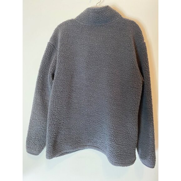 Victorias Secret Pink Sherpa 1/4 Zip Pullover Sweatshirt Gray Red Green Large - Picture 3 of 10